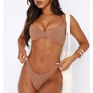 White Fox NWT Island in the Sun Underwire Bikini Top Mocha Tan Size XL